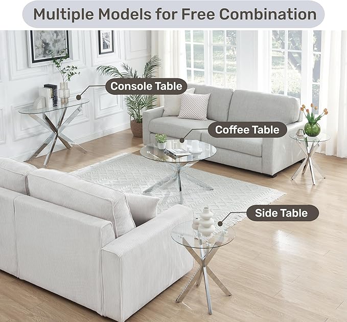 Modern Glass Oval Console Table, Entryway Hallway Narrow Sofa Table, Entrance for Entryway, Living Room, Foyer, Hallway, Office, 45" Lx18 Wx30 H Silver