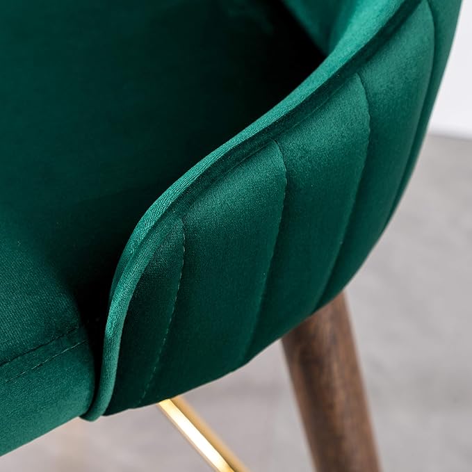 Roundhill Furniture Leland Fabric Upholstered Counter Height Wingback Stools, Set of 2, Green