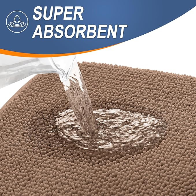 OLANLY Thick Memory Foam Bath Mat Rug 24x16, Extra Soft Absorbent Bathroom Rug, Quick Dry Bath Mats, Non-Slip, Machine Washable Carpet for Bathroom, Tub and Shower, Home Decor Accessories, Mocha
