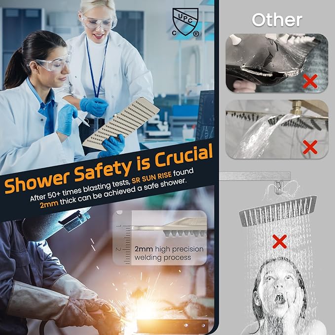 SR SUN RISE Shower Faucet Set Bathroom Square Rain Shower Head with Handheld Spray Wall Mounted Rainfall Shower Fixtures Brushed Nickel Shower Faucet Trim Repair Kits (Contain Shower Valve)10 Inches
