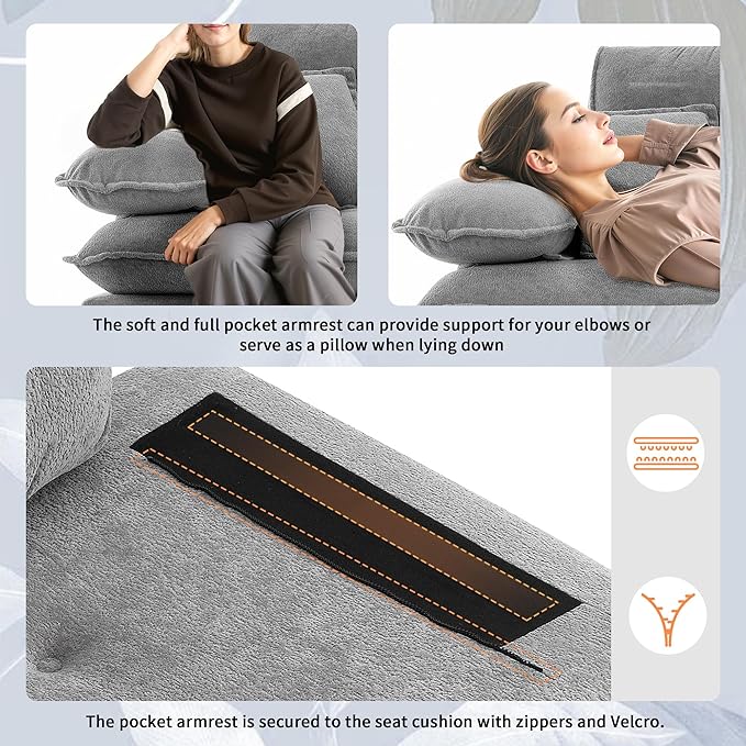 106" L Shaped Convertible Sectional Sofa,4 Seat Tufted Cloud Couch Set W/Movable Ottoman for Living Room, Apartment,Office,Chenille Fabric,Grey