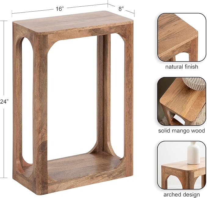 Kate and Laurel Dahl Modern Slatted Wooden Slim Side Table