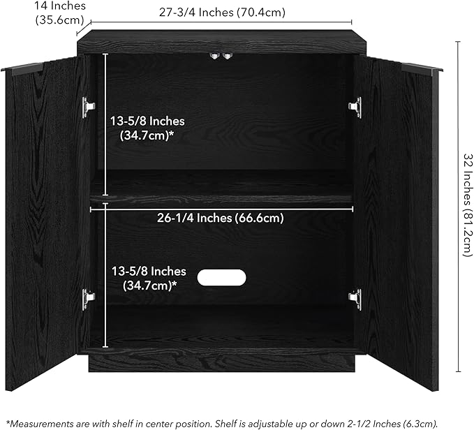 Henn&Hart 28" Wide Rectangular Accent Cabinet in Black Grain, for Home, Living Room, Bedroom, Entertainment Room, Office