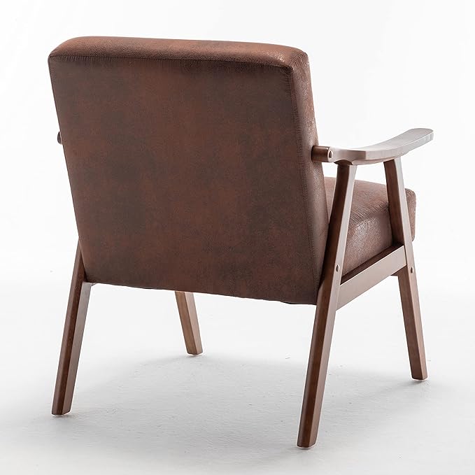 Container Furniture Direct Accent Chair with Microfiber Upholstery and Solid Wood Frame, Classic Mid-Century Modern Living Room Furniture for Extra Seating, Light Brown