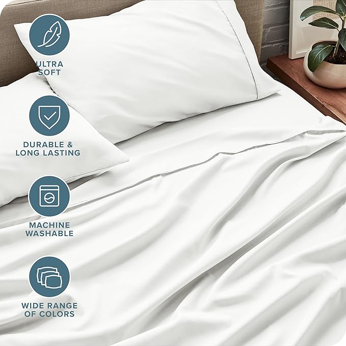 Bare Home Queen Sheet Set - Luxury 1800 Ultra-Soft Microfiber Bed Sheets - Double Brushed - Deep Pockets - Easy Fit - 4 Piece Set - Bedding Sheets & Pillowcases (Queen, Cream)