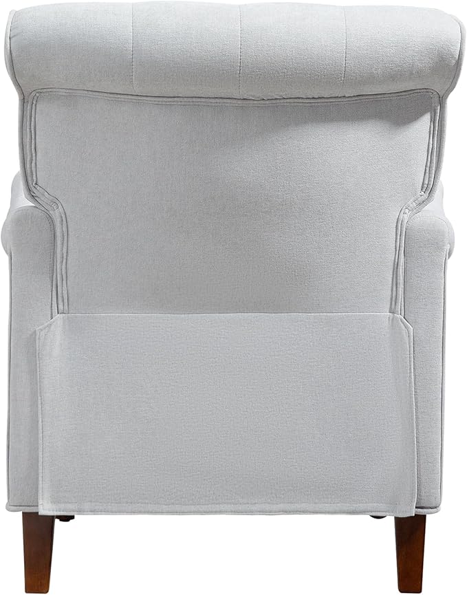 Ball & Cast Comfy Chenille Club Sofa Living Room Chairs,Accent Chair with Springs Cushions & Retro Wooden Legs,Reading Armchair for Bedroom,Office,Oatmeal