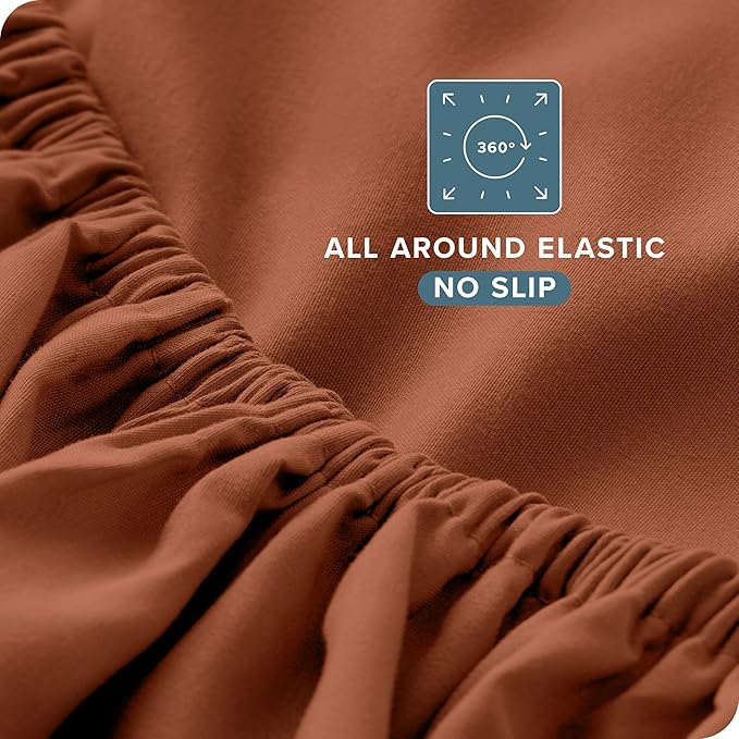 Bare Home Full Sheet Set - Luxury 1800 Ultra-Soft Microfiber Full Bed Sheets - Double Brushed - Deep Pockets - Easy Fit - 4 Piece Set - Bedding Sheets & Pillowcases (Full, Terracotta)