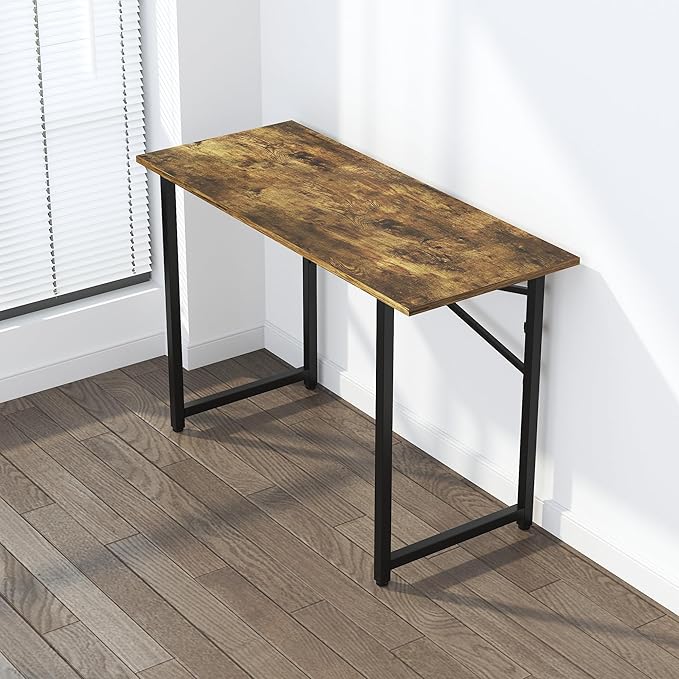 47 inch Folding Computer Desk, Writing Gaming Computer Camping Table, No Assembly Required Home Office Desk, Rustic Brown