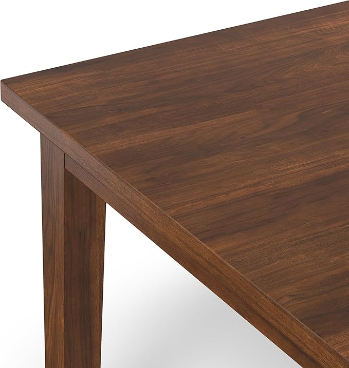 SIMPLIHOME Eastwood Dining Table, Solid Wood Walnut Veneer in Walnut, 66 x 40 inches, Contemporary-Style Rectangular Kitchen Table for up to 6 People