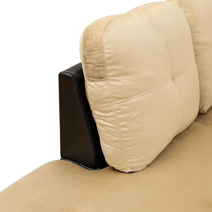 NicBex Sectional Couch 3 Pieces Sofa Set with Left Chaise Lint PVC L Shaped Cloud Couch for Living Room Furniture Sets with Storage Ottoman, Modular Sofa for Living Room & Apartment, Beige+Black