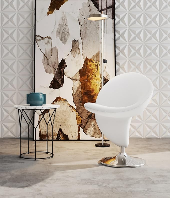 Manhattan Comfort Curl Swivel Accent Chair Set of 2 with 360° Turn, Fully Assembled, Upholstered in Wool Blend, Modern Ergonomic Design with Polished Chrome Base, Living Room & Office, Set of 2, Cream