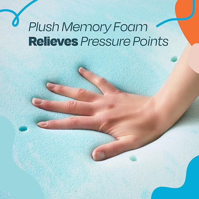 Linenspa 3 Inch Gel Swirl Memory Foam Mattress Topper – Cooling Gel Infused – Pressure Relieving Bed Topper - Mattress Pad – CertiPUR Certified - King Size