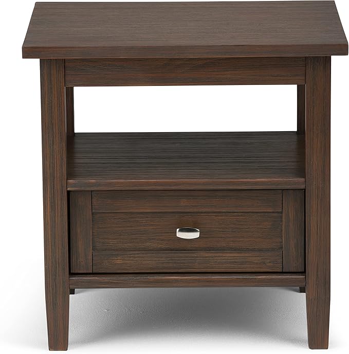 SIMPLIHOME Warm Shaker SOLID WOOD 20 inch Wide Rectangle Transitional End Side Table in Farmhouse Brown for the Living Room and Bedroom