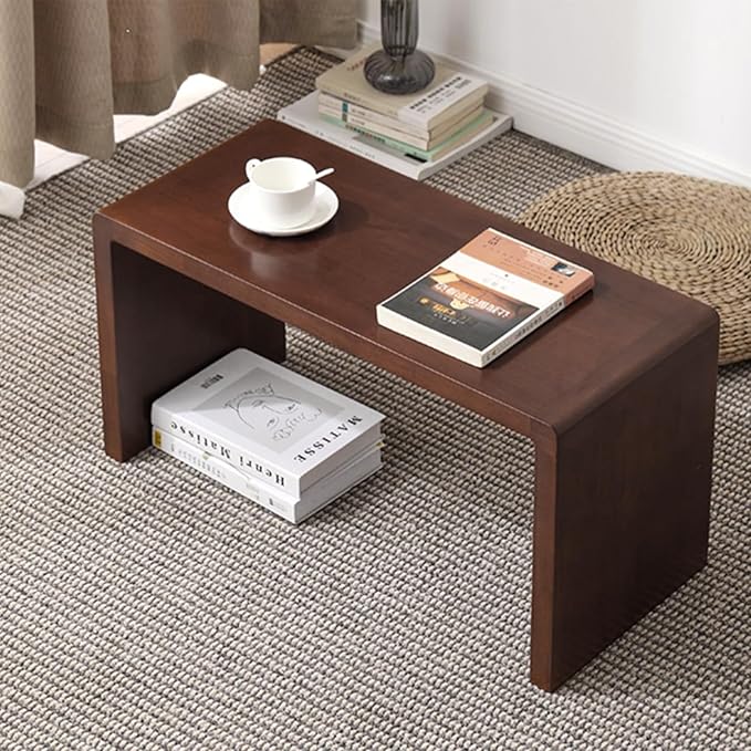 C Shaped End Table, Solid Wood C Side Table for Couch Sofa and Bed, Sofa Tables That Slide Under for Space Saving, Small Snack C Tables for Living Room Bedroom (H 27.2″ - Brown, 1)