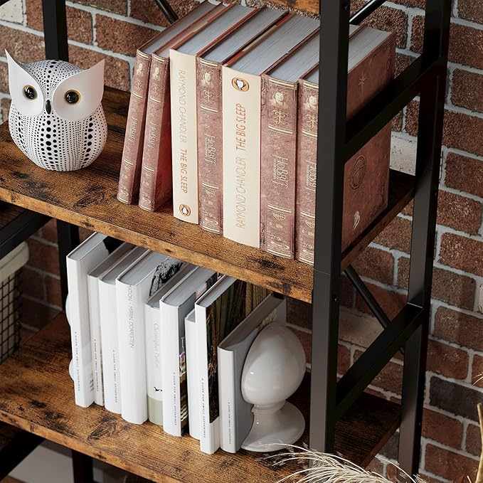 IRONCK Bookcases and Bookshelves Triple Wide 5 Tiers Industrial Bookshelf, Large Etagere Bookshelf Open Display Shelves with Metal Frame for Living Room Bedroom Home Office
