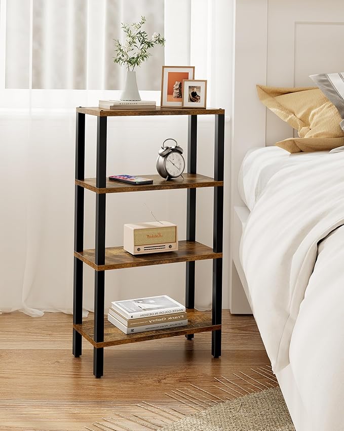 TUTOTAK Small Side Table, Narrow End Table, Skinny Sofa Table, Slim Nightstand, Couch Table, Living Room, Bed Room, Brown TB01BB0782