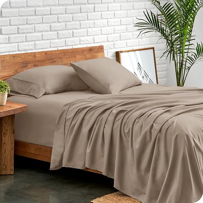 Bare Home Twin XL Sheet Set - 1800 Ultra-Soft Microfiber Twin Extra Long Sheets - Double Brushed - Deep Pockets - Easy Fit - Extra Soft - 3 Piece Set - Bed Sheets & Pillowcases (Twin XL, Pebble)