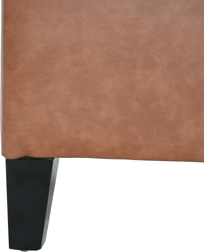 Christopher Knight Home Ottilie PU Leather Storage Ottoman Bench, Wooden Rectangular Ottoman with Storage, Bedroom End of Bed Foot Stool, Entryway Ottoman Footrest, Living Room Extra Seat, Brown