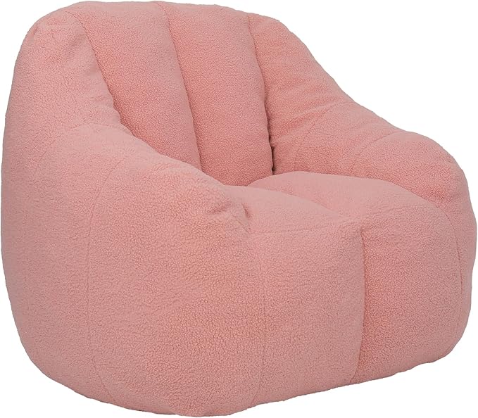 Furniliving Bean Bag Chair, Oversized Bean Bag Couch for Adults Lounge Chair for Bedroom Comfy Bean Bag Sofa with Back Support, Fluffy and Lazy Sofa for Living Room Bedroom Dorm, Pink, Teddy