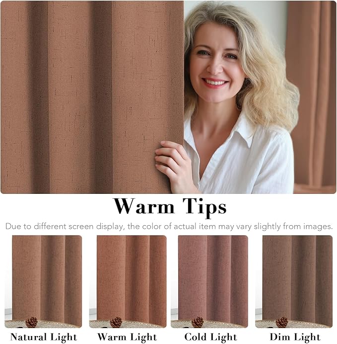 H.VERSAILTEX 100% Blackout Curtains for Bedroom Thermal Insulated Linen Textured Curtains Heat and Full Light Blocking Drapes Living Room Curtains 2 Panel Sets, 52x96 - Inch, Washed Spice