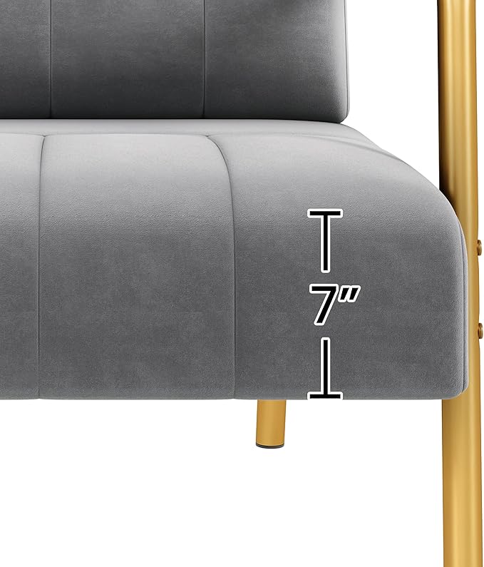 Yaheetech 30" W Modern Sofa Small Sofa Luxurious Velvet Fabric Couch with Gold-Tone Metal Arms and Legs for Living Room, Home Office, Studio Light Gray