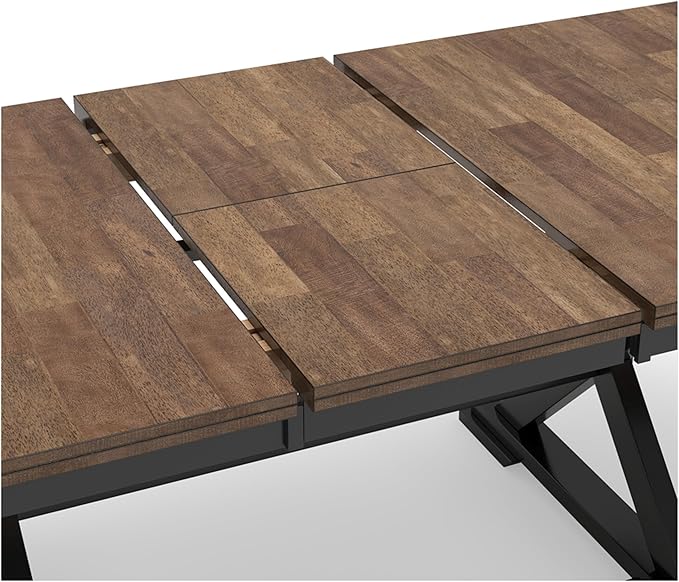 Signature Design by Ashley Wildenauer Farmhouse Dining Extension Table with Self-Storing Butterfly Leaf for 6-8 People, Black & Dark Brown