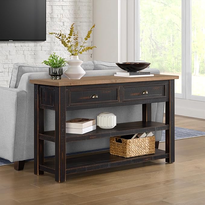 Martin Svensson Home Monterey Sofa Console Table, Black and Driftwood