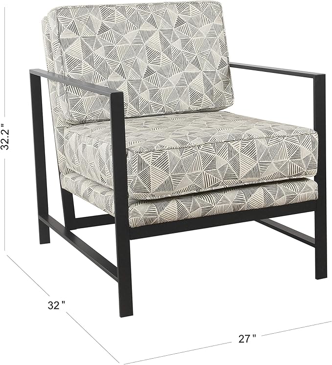 HomePop Modern Metal Frame Accent Chair Home Décor|Accent Chairs for Living Room & Bedroom - Gray Lines