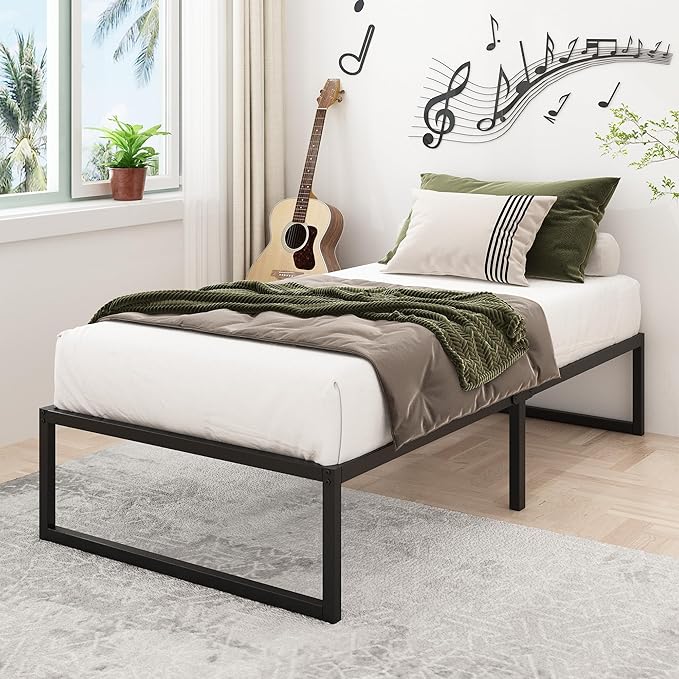 14 Inch Twin XL Bed Frames Heavy Duty Sturdy Metal Platform Bed Frame No Box Spring Needed, Noise Free, Easy Assembly, Black