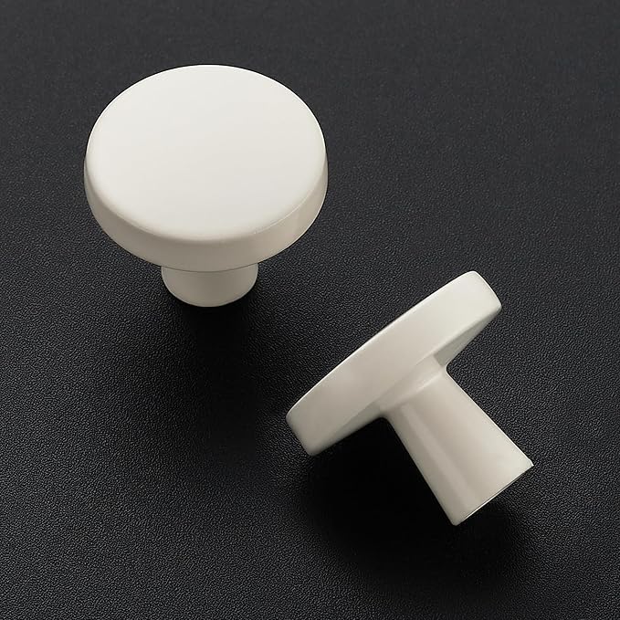 Ravinte 15 Pack Drawer Pulls 1-1/4 Inch White Kitchen Cabinet Knobs Solid Round Dresser Handles for Simple Cupboard Hardware
