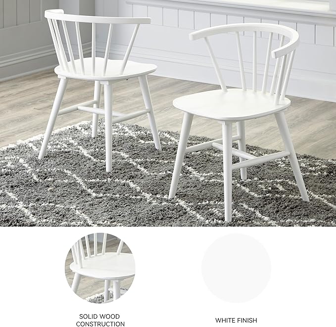 Signature Design by Ashley Grannen Modern 18" Spindle Back Dining Chair, 2 Count, White