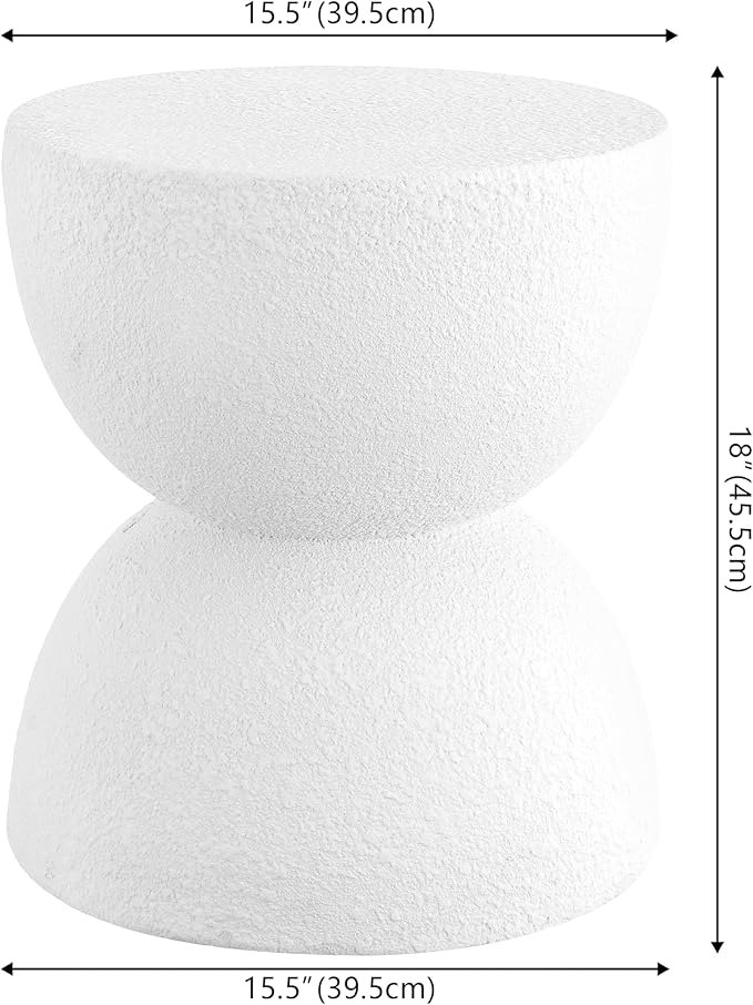 JONATHAN Y TBL1100A Greta 18" Mid-Century Modern Drum Indoor/Outdoor Accent Table Modern, Contemporary, Minimalist, Scandinavian, Classic, Patio, Garden, Bathroom, Living Room, White