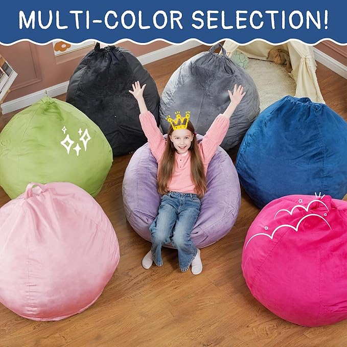 2FT Bean Bag Chair with Ultra Soft Velvet Cover Bean Bag Sofa with Memory Foam Bean Bag Chairs with Large Size Lazy Sofa for Dorm Office Living Room Bedroom Blue 2'