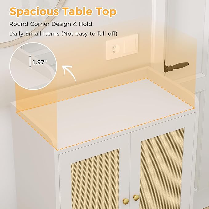 Rattan Shoe Cabinet Storage for Entryway, Shoe Cabinet with Adjustable Shelves for Entryway, 5-Tier, 20 Pair Shoe Rack Storage for Hallway, Closet, Living Room, White
