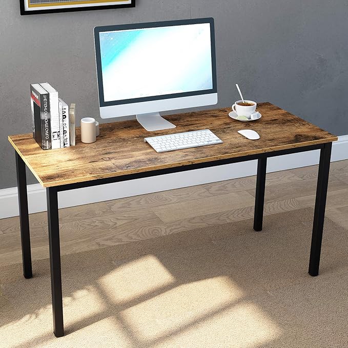 DlandHome 47 inch Computer Desk Home Office Table Writing Desk Study Table Gaming Desk Workstation (47 inch, Rustic Brown)