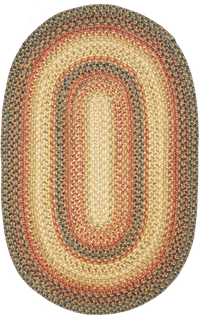 Russet Multi Color Jute Braided Oval Rugs, 27x45 - Warm Country Decor, Perfect for Laundry Rooms, Kitchens and Entryways - Reversible and Easy to Clean