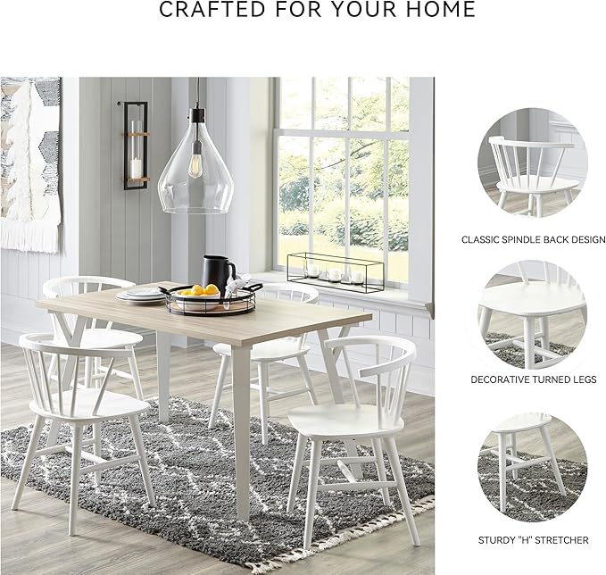 Signature Design by Ashley Grannen Modern 18" Spindle Back Dining Chair, 2 Count, White