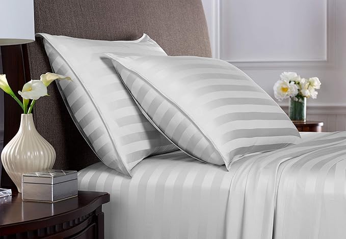 Twin Sheets by Pure Bamboo, Genuine 100% Organic Viscose Derived from Bamboo Bed Sheet Set, Luxuriously Soft & Cooling, Double Stitching, Lifetime Quality Promise (Twin, Jacquard White)