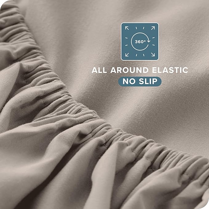 Bare Home California King Sheet Set - 1800 Ultra-Soft Microfiber Cal King Bed Sheets - Double Brushed - Deep Pockets - Easy Fit - 4 Piece Set - Bed Sheets (California King, Khaki)