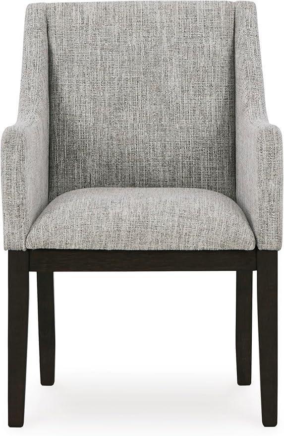 Signature Design by Ashley Burkhaus Traditional Dining Upholstered Arm Chair, 2 Count, Gray & Dark Brown
