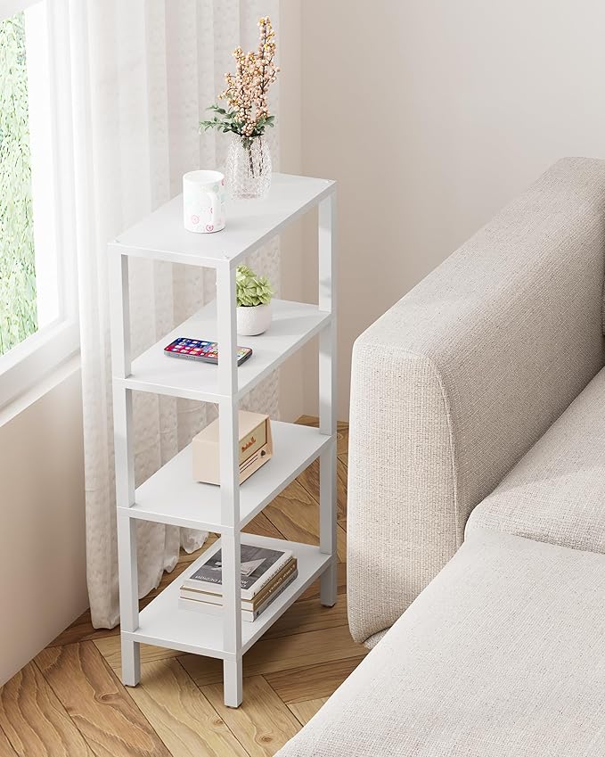TUTOTAK Small Side Table, Narrow End Table, Skinny Sofa Table, Slim Nightstand, Couch Table, Living Room, Bed Room, White TB01BW078