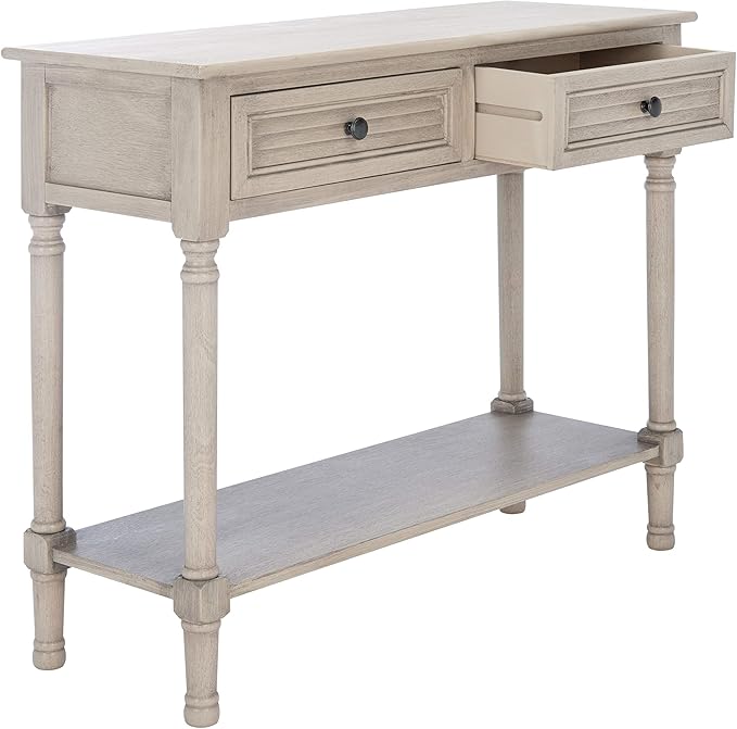 Safavieh Home Collection Tate Greige 2-Drawer Bottom Shelf Console Table