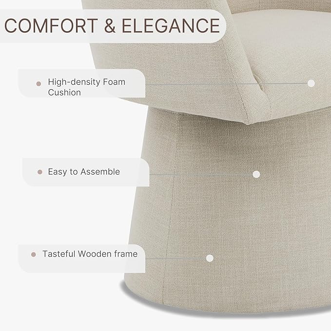 Swivel Dining Chairs Modern Accent Armchair Side Deskchair for Diningroom Vanity Bedroom Livingroom Reading Room,Linen,1 Box