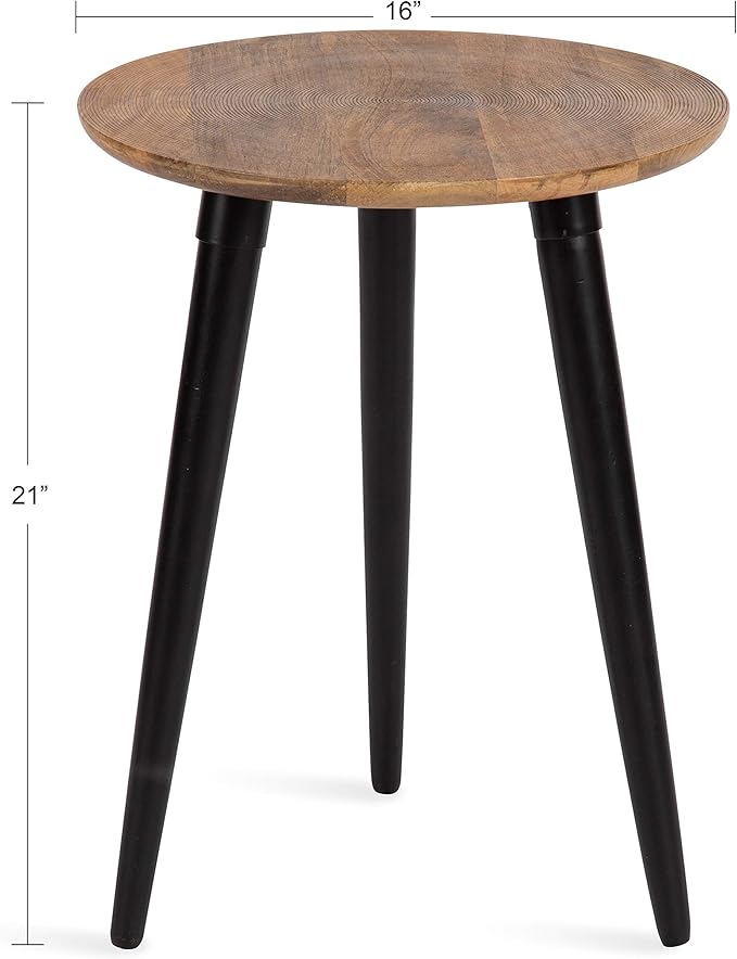 Kate and Laurel Rumsen Farmhouse Side Table, 16 x 16 x 21, Natural and Black, Sophisticated Modern Pedestal End Table for Storage and Display