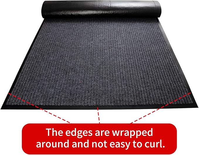 TANYOYO 3' X 10' Commercial Grade Door Floor Mat Brush Step Entrance Mat Vinyl Backed Utility Doormat Heavy Duty Floor Rugs Commercial Outdoor Carpet Indoor Entrance Mat，Grey