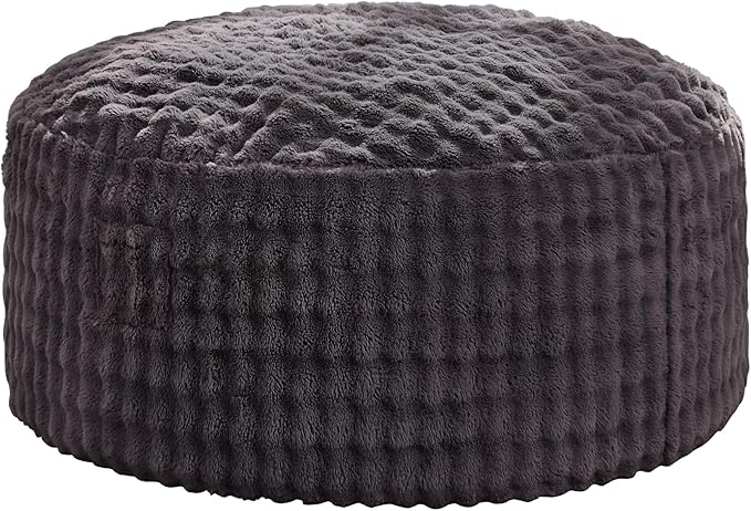 Hobestluk Bean Bag Chairs 3ft Beanbag Chair with Filler Adult Bean Bags with Fluffy & Machine Washable Cover, Giant Bean Bag Chairs for Adults (Dark Grey, 3FT-36" x 36" x 22")