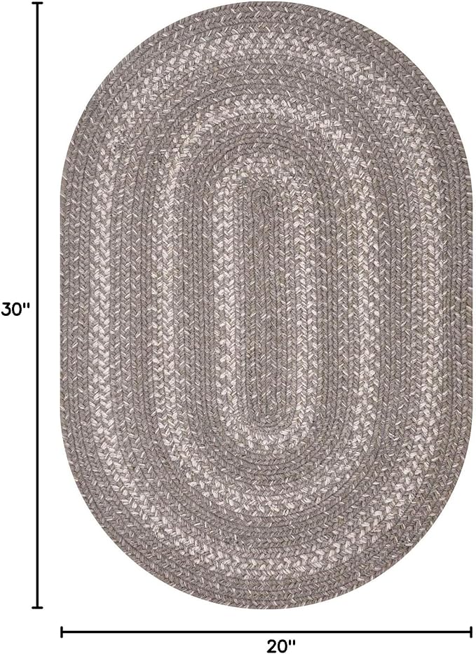 Grey Cloud Jute Braided Oval Rug, 20x30 - Grey, Warm Farmhouse Decor, Perfect for Laundry Rooms, Kitchens and Entryways - Reversible and Easy to Clean