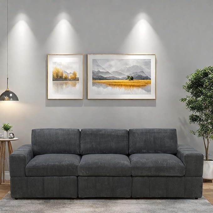 Sectional Couches for Living Room, Comfy Cloud Couch Loveseat Sofa with Deep Seats, Lounge Modern Living Room Furniture for Small Space, Dark Grey