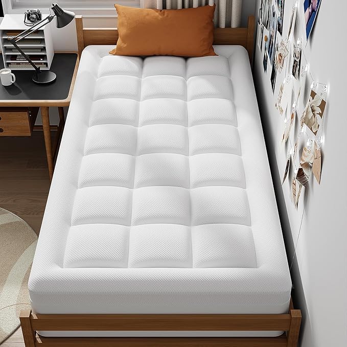 ELEMUSE Twin XL Dual Layer 3 Inch Memory Foam Mattress Topper for College Dorm Room Essentials, 2 Inch Cooling Gel Memory Foam and 1 Inch Washale Soft Pillow Top Extra Long Twin Mattress Pad Cover