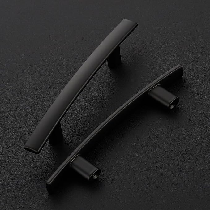 15 Pack Cabinet Handles 3" Hole Center - Curved Cabinet Pulls Black Drawer Pulls for Kitchen Cupboard Solid Hardware for Dresser Drawer Arch Hardware